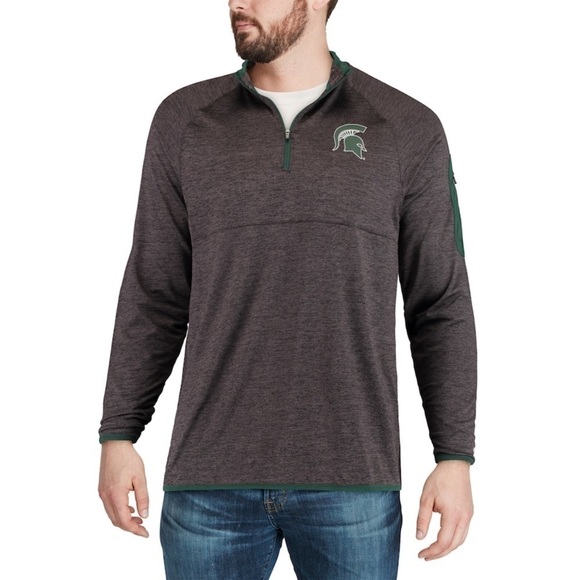 Men's Colosseum Michigan to Spartans Amnesia Quarter-Zip Pullover Jacket sweater - Picture 1 of 5